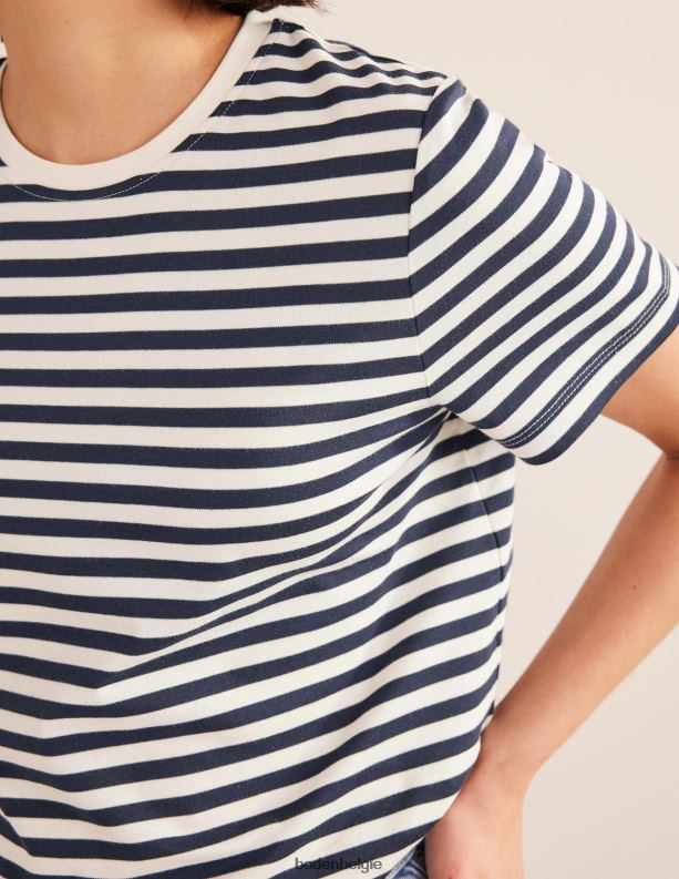 perfect katoenen t-shirt Boden X8VRNV120 kleding vrouwen ivoor/marineblauwe streep