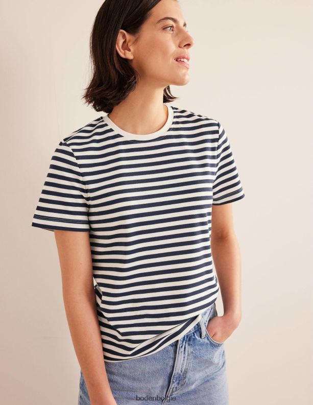 perfect katoenen t-shirt Boden X8VRNV120 kleding vrouwen ivoor/marineblauwe streep