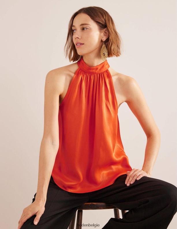 satijnen uitgesneden top Boden X8VRNV1483 kleding vrouwen kerstomaat