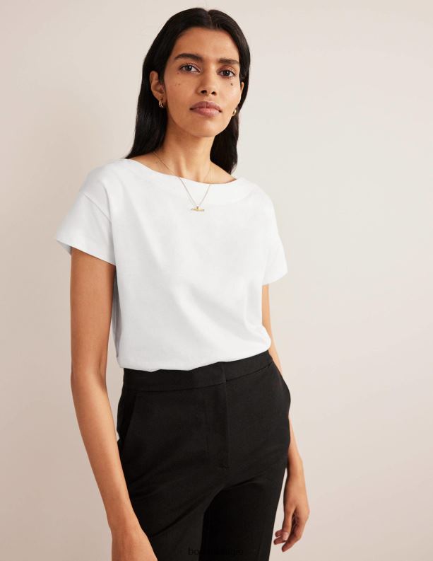 superzacht T-shirt met boothals Boden X8VRNV153 kleding vrouwen wit