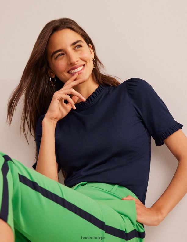 superzacht T-shirt met ruchesdetail Boden X8VRNV101 kleding vrouwen marine