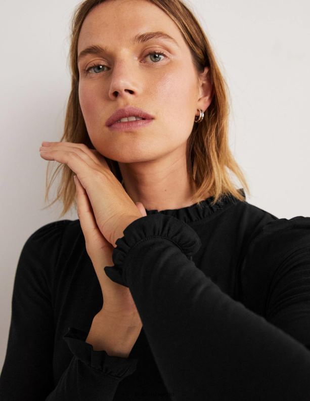 superzachte top met ruches Boden X8VRNV135 kleding vrouwen zwart