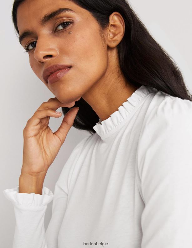 superzachte top met ruches Boden X8VRNV138 kleding vrouwen wit