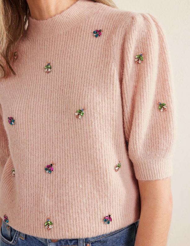 verfraaid pluizig t-shirt Boden X8VRNV1721 kleding vrouwen touw