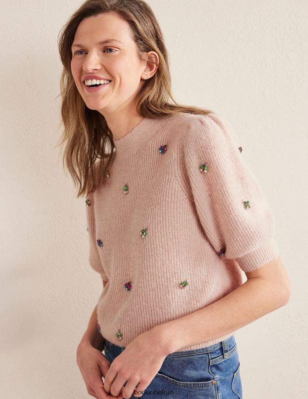 verfraaid pluizig t-shirt Boden X8VRNV1721 kleding vrouwen touw