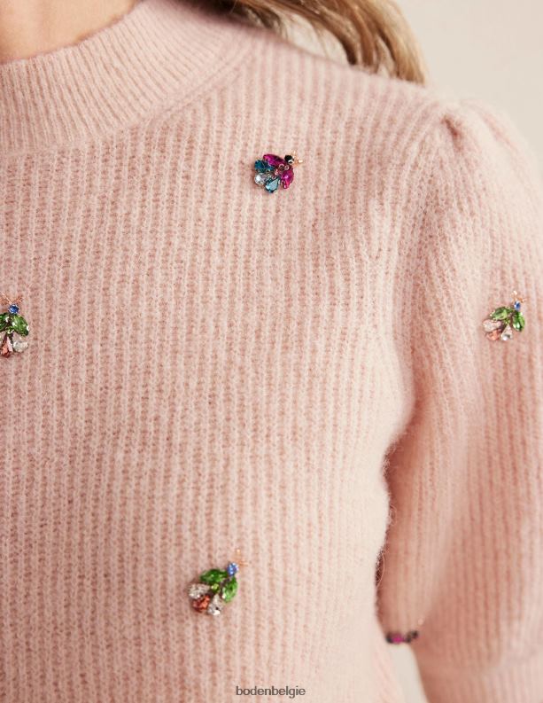 verfraaid pluizig t-shirt Boden X8VRNV1721 kleding vrouwen touw