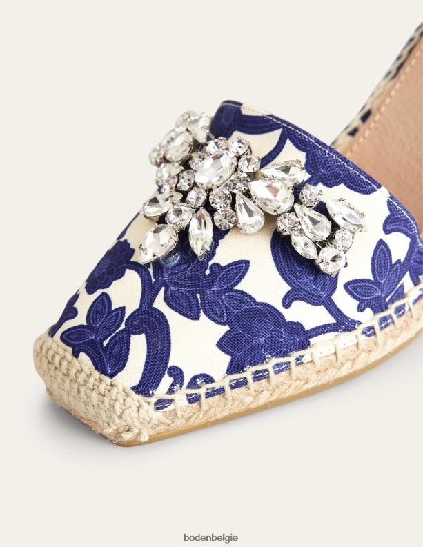 versierde espadrilles met sleehakken Boden X8VRNV2313 schoenen vrouwen blauw lint en paisley-whirl
