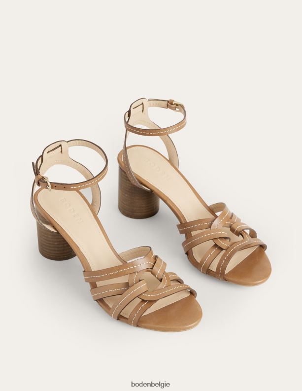 Sandalen met hak en meerdere bandjes Boden X8VRNV2602 schoenen vrouwen bruin leer