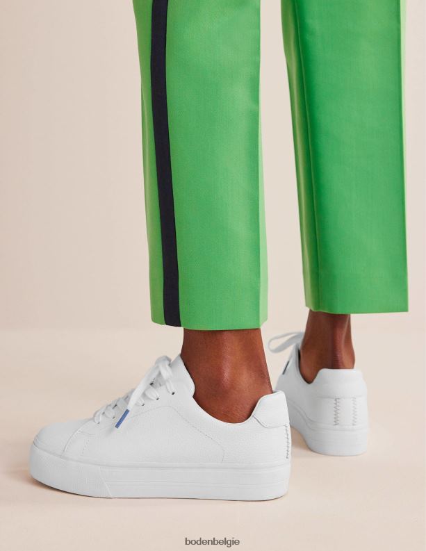 platte trainers Boden X8VRNV686 schoenen vrouwen wit getrommeld leer